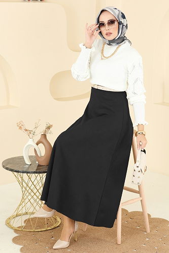 moda selvim Skirts 3228HBS856 Black - Thumbnail