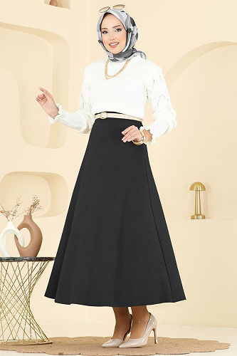 moda selvim التنانير أسود 3228HBS856 - Thumbnail