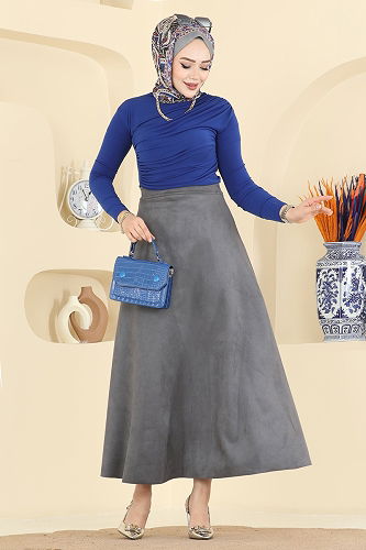 moda selvim التنانير رمادي 3228HBS856 - Thumbnail