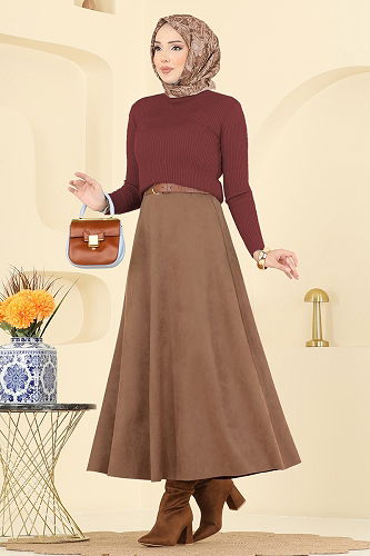 moda selvim Skirts 3228HBS856 Light Tan - Thumbnail