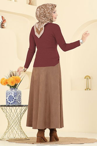 moda selvim التنانير عسلي فاتح 3228HBS856 - Thumbnail