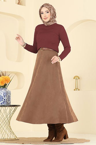 moda selvim التنانير عسلي فاتح 3228HBS856 - Thumbnail