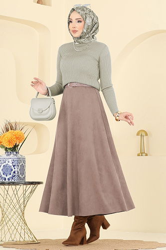 moda selvim التنانير بيج وردي 3228HBS856 - Thumbnail