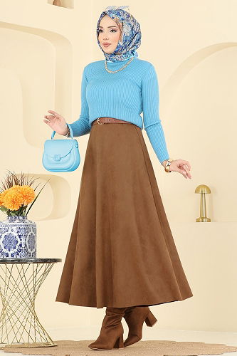 moda selvim Skirts 3228HBS856 Tan - Thumbnail