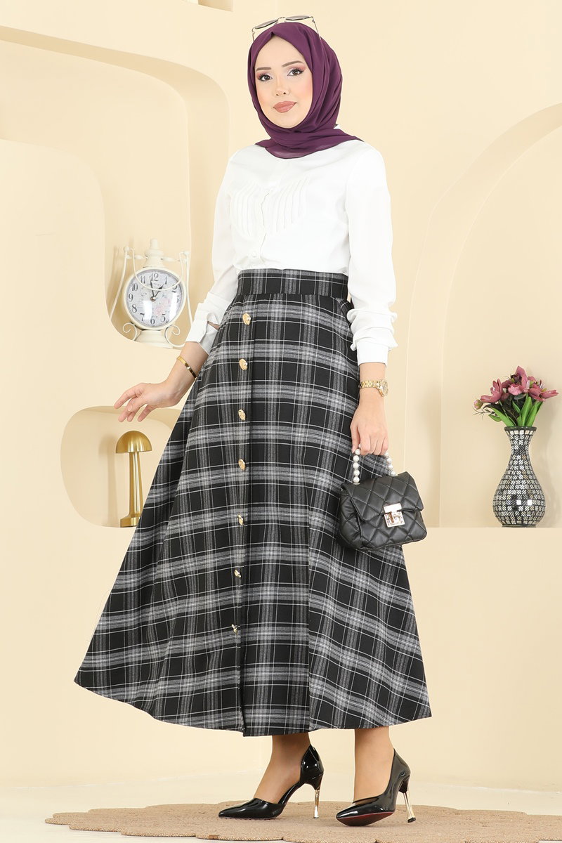 Skirts 3267HBS856 Pattern 1 Black - Moda Selvim