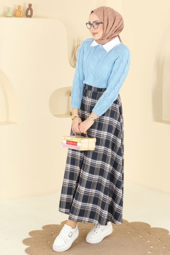 H.B.S. - Skirts 3267HBS856 Pattern 2 Navy Blue