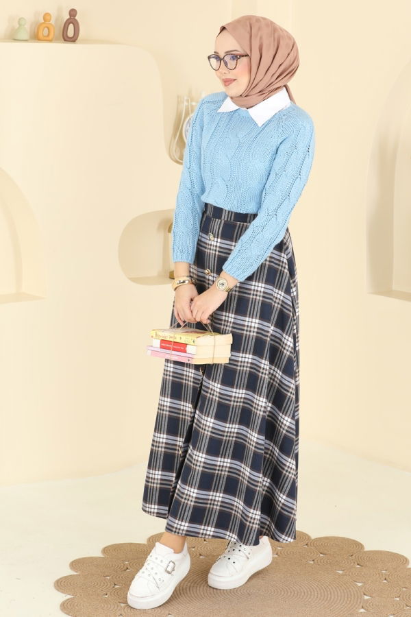 Modaselvim Skirt Skirts 3267HBS856 Pattern 2 Navy Blue