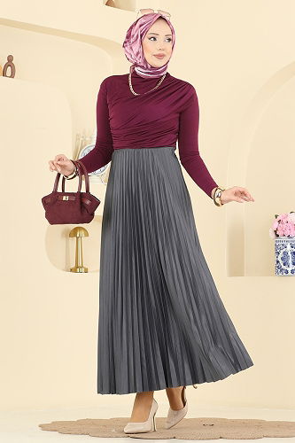 moda selvim Skirts 4537BRZ597 Anthracite - Thumbnail