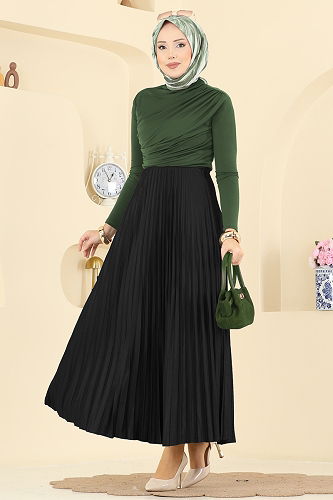 moda selvim Skirts 4537BRZ597 Black - Thumbnail