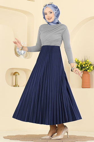 moda selvim Skirts 4537BRZ597 Navy Blue - Thumbnail