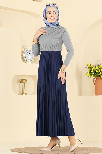 moda selvim Skirts 4537BRZ597 Navy Blue - Thumbnail