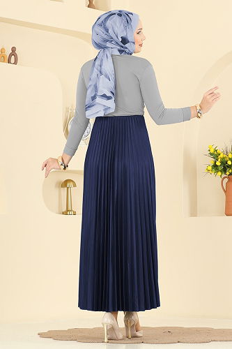 moda selvim Skirts 4537BRZ597 Navy Blue - Thumbnail