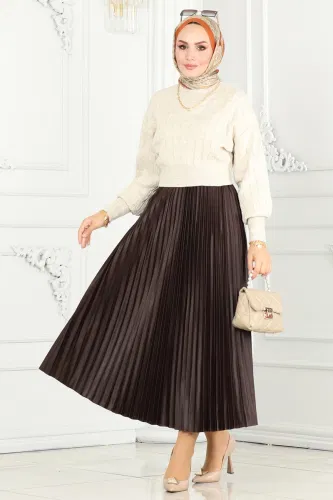 moda selvim Skirts 460MP806 Brown - Thumbnail