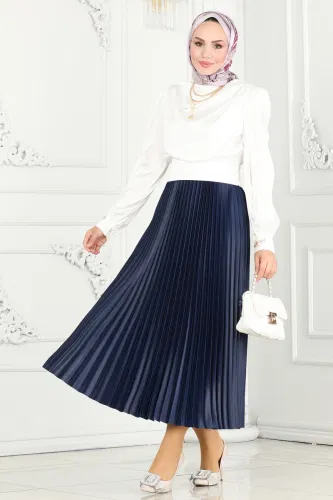 moda selvim Skirts 460MP806 Navy Blue - Thumbnail