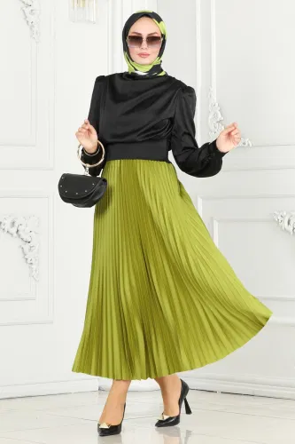 moda selvim Skirts 460MP806 Petroleum Green - Thumbnail