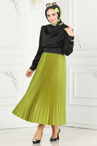 moda selvim Skirts 460MP806 Petroleum Green - Thumbnail