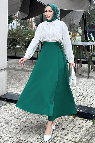 moda selvim Skirts 4697ALGK1170 Emerald - Thumbnail