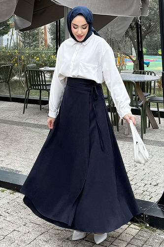 moda selvim التنانير كحلي 4697ALGK1170 - Thumbnail