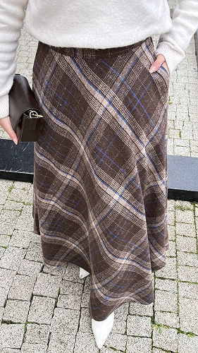 moda selvim Skirts 4700ALGK1170 Pattern 1 Brown - Thumbnail