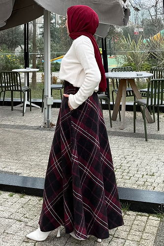 moda selvim Skirts 4700ALGK1170 Pattern 2 Black - Thumbnail