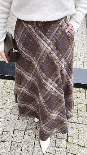 moda selvim Skirts 4700ALGK1170 Pattern 2 Brown - Thumbnail