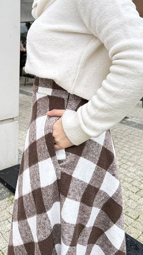 moda selvim Skirts 4700ALGK1170 Pattern 2 Brown - Thumbnail