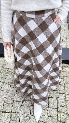 moda selvim Skirts 4700ALGK1170 Pattern 2 Brown - Thumbnail