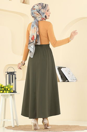 moda selvim Skirts 5014ERK1158 Khaki - Thumbnail