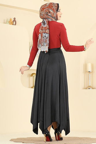 moda selvim التنانير أسود 60689BRZ597 - Thumbnail