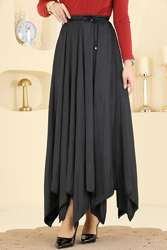 moda selvim التنانير أسود 60689BRZ597 - Thumbnail