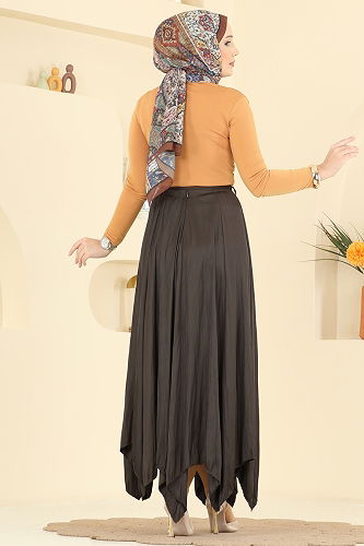 moda selvim Skirts 60689BRZ597 Brown - Thumbnail