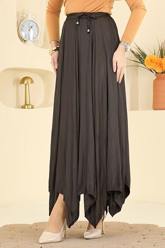 moda selvim التنانير بني 60689BRZ597 - Thumbnail