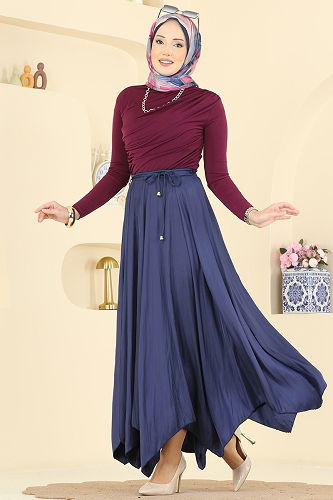 moda selvim Skirts 60689BRZ597 Navy Blue - Thumbnail