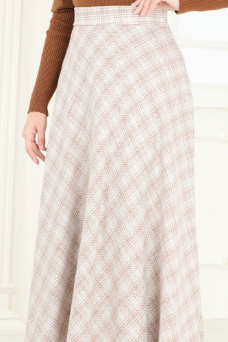 moda selvim Skirts 6145BSK463 Stone - Thumbnail