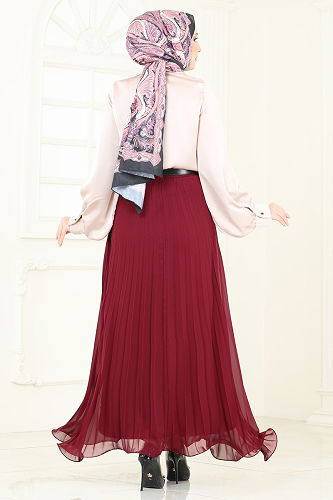 moda selvim Skirts 6202BSK463 Burgundy - Thumbnail