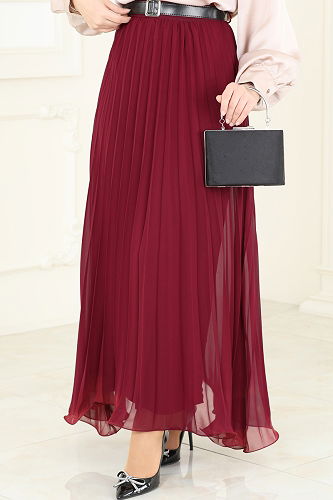moda selvim Skirts 6202BSK463 Burgundy - Thumbnail