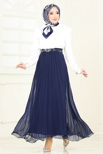 moda selvim التنانير كحلي 6202BSK463 - Thumbnail