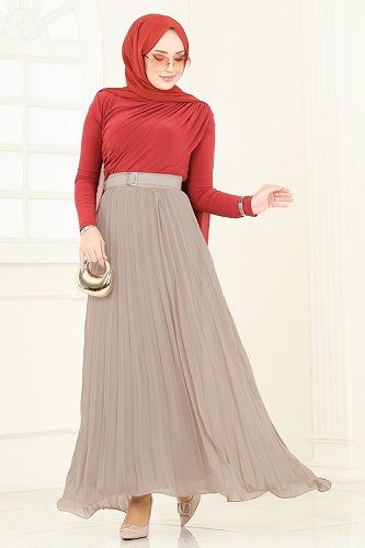 moda selvim التنانير بيج 6202BSK463 - Thumbnail