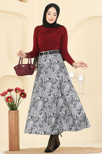 moda selvim التنانير أسود 7081TEG847 - Thumbnail