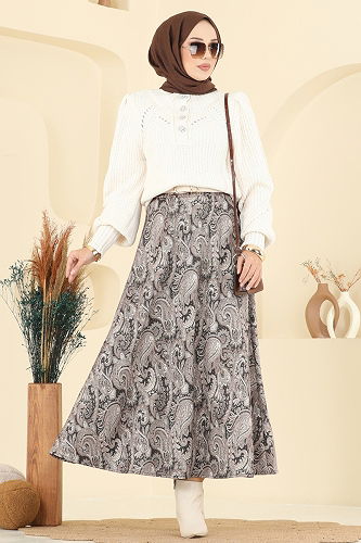 moda selvim التنانير بيج غامق 7081TEG847 - Thumbnail