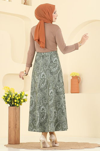 moda selvim Skirts 7081TEG847 Khaki - Thumbnail