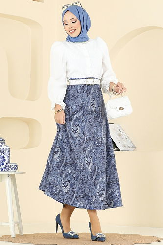 moda selvim Skirts 7081TEG847 Navy Blue - Thumbnail