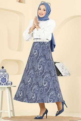 moda selvim Skirts 7081TEG847 Navy Blue - Thumbnail