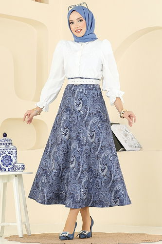 moda selvim التنانير كحلي 7081TEG847 - Thumbnail