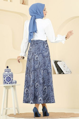 moda selvim التنانير كحلي 7081TEG847 - Thumbnail