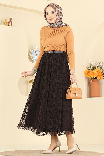 moda selvim التنانير بني 756OZN1046 - Thumbnail