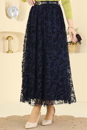 moda selvim Skirts 756OZN1046 Navy Blue - Thumbnail