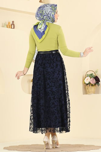 moda selvim Skirts 756OZN1046 Navy Blue - Thumbnail