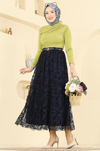 moda selvim التنانير كحلي 756OZN1046 - Thumbnail