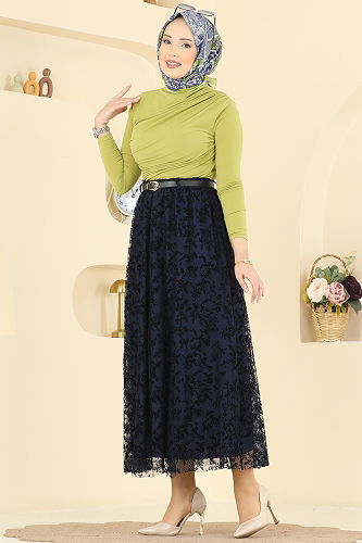 moda selvim التنانير كحلي 756OZN1046 - Thumbnail